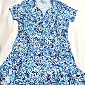 IBKUL XL Resort Dress in Navy, Cobalt and White